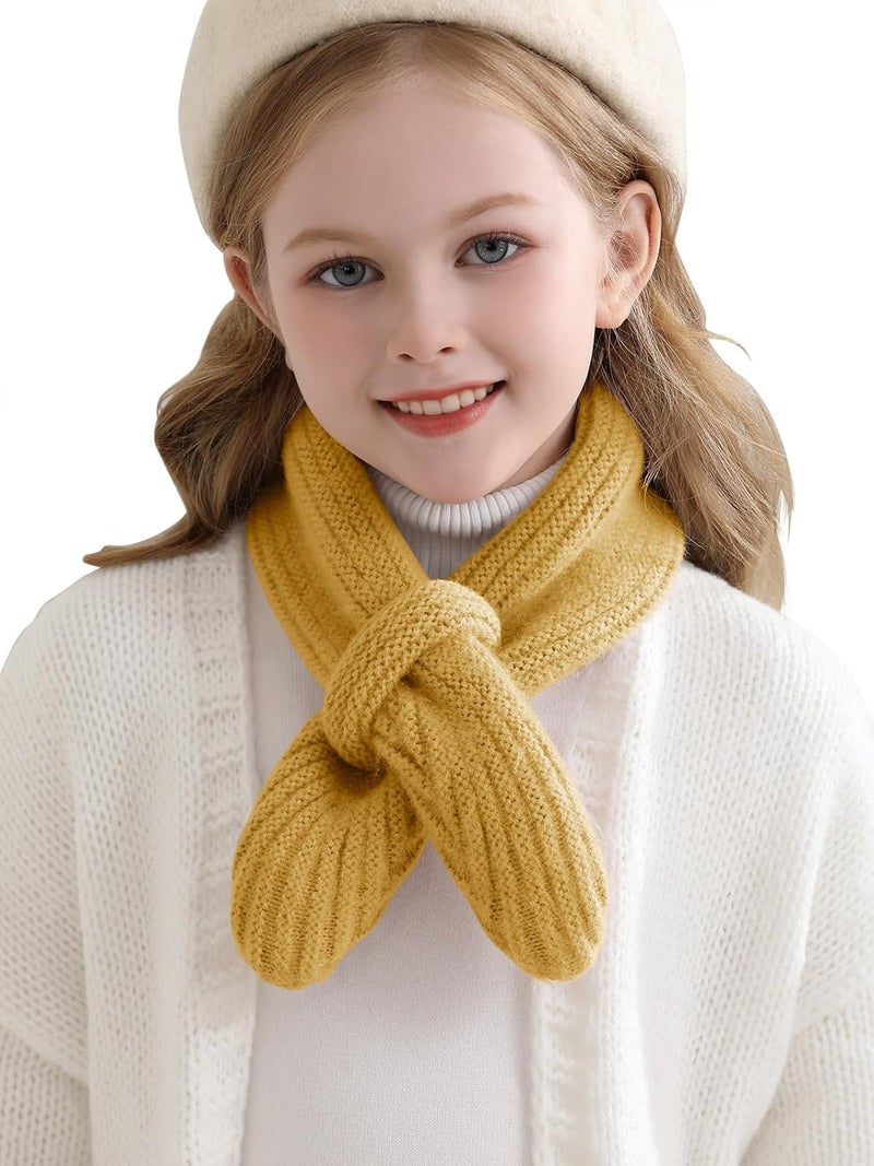 Haloumoning Kids Girls Knit Scarf Toddler Warm Winter Cross Tie Wrap Neck Warmer Cute Scarves 1-14 Years - Image 1